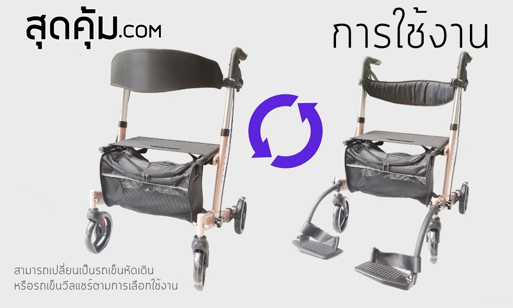 รถเข็นช่วยเดิน พยุงเดิน ผู้สูงอายุ คนชรา ผู้ป่วย Rollator รุ่น BT-54-Pinkgold